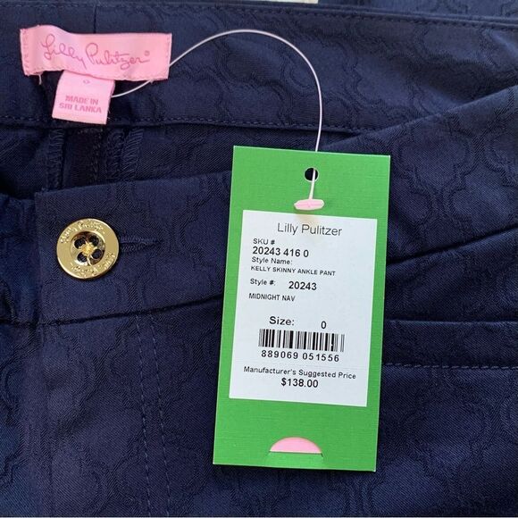 Lilly Pulitzer Textured Kelly Skinny Ankle Pants Midnight Navy Blue NWT - Picture 5 of 7